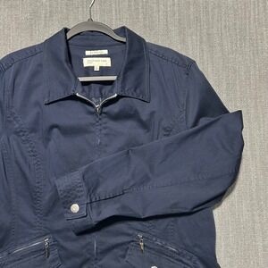 Jones New York Sport Navy Blue Stretch Cotton Zip Up Jacket Womens XL RN 54050